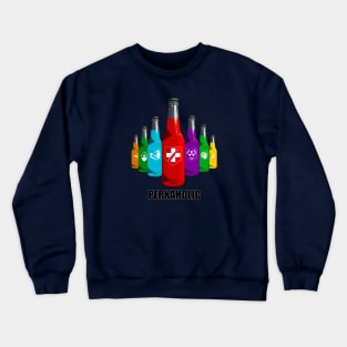 Zombie Perks in Triangle Perkaholic on Navy Blue Crewneck Sweatshirt